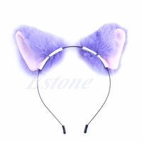 Fashion Girl Cute Cat Fox Ear Long Fur Hair Headband Anime Cosplay Party Costume