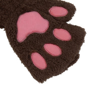 Warmth Fingerless Plush Gloves Fluffy Bearr Claw /Cat Animal Paw Soft Warm Lovely Cute Women Half Finger Covered costume Gloves