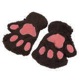 Warmth Fingerless Plush Gloves Fluffy Bearr Claw /Cat Animal Paw Soft Warm Lovely Cute Women Half Finger Covered costume Gloves