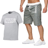 New Summer new Sale Men's Sets T Shirts+Shorts Two Pieces Sets Casual Tracksuit MARVEL brand Tshirt Gyms Fitness Sportswears set