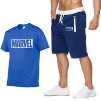 New Summer new Sale Men's Sets T Shirts+Shorts Two Pieces Sets Casual Tracksuit MARVEL brand Tshirt Gyms Fitness Sportswears set