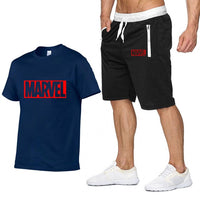 New Summer new Sale Men's Sets T Shirts+Shorts Two Pieces Sets Casual Tracksuit MARVEL brand Tshirt Gyms Fitness Sportswears set