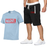 New Summer new Sale Men's Sets T Shirts+Shorts Two Pieces Sets Casual Tracksuit MARVEL brand Tshirt Gyms Fitness Sportswears set