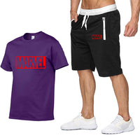 New Summer new Sale Men's Sets T Shirts+Shorts Two Pieces Sets Casual Tracksuit MARVEL brand Tshirt Gyms Fitness Sportswears set