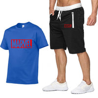 New Summer new Sale Men's Sets T Shirts+Shorts Two Pieces Sets Casual Tracksuit MARVEL brand Tshirt Gyms Fitness Sportswears set