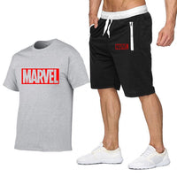 New Summer new Sale Men's Sets T Shirts+Shorts Two Pieces Sets Casual Tracksuit MARVEL brand Tshirt Gyms Fitness Sportswears set