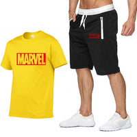 New Summer new Sale Men's Sets T Shirts+Shorts Two Pieces Sets Casual Tracksuit MARVEL brand Tshirt Gyms Fitness Sportswears set